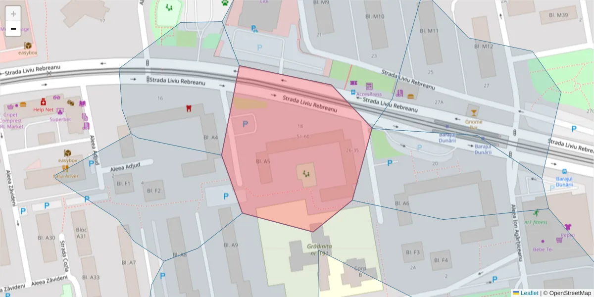 Hartă a codului poștal  și a codurilor poștale învecinate