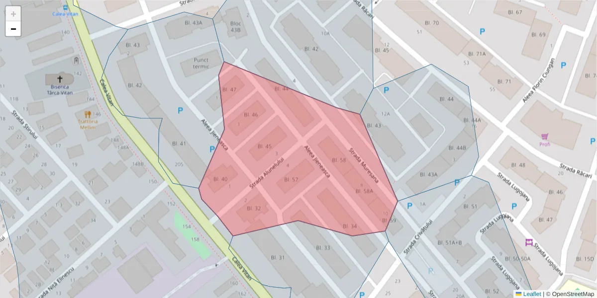 Hartă a codului poștal  și a codurilor poștale învecinate