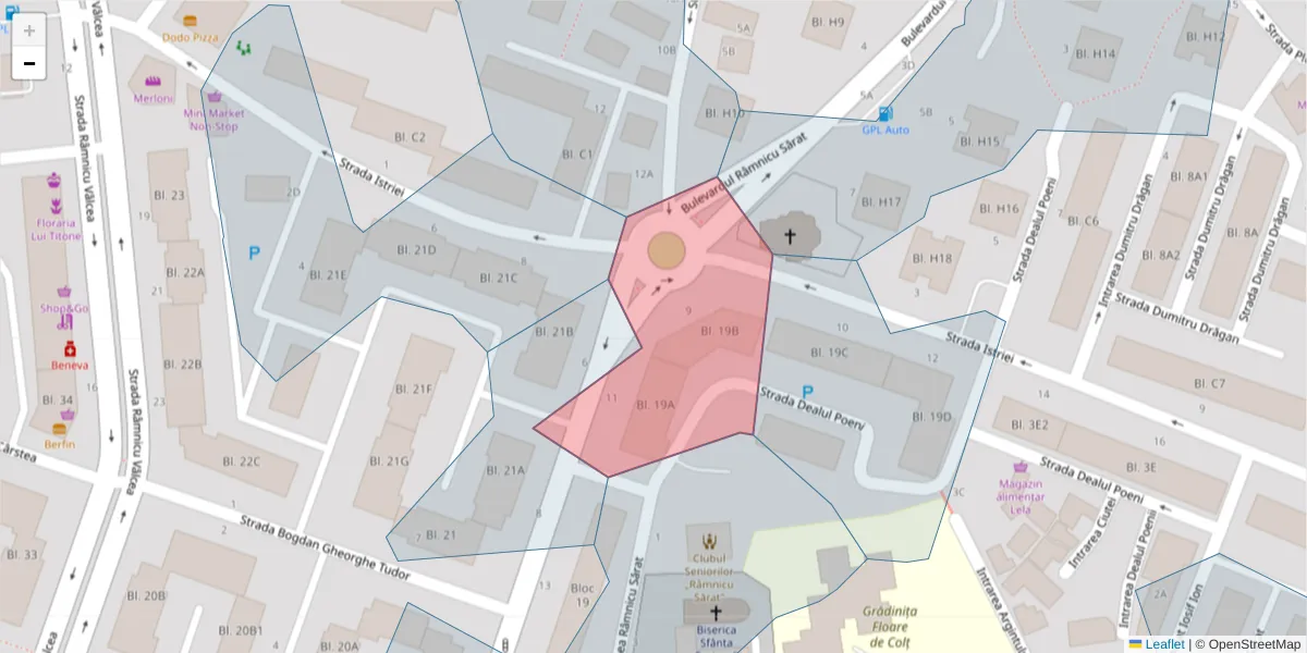 Hartă a codului poștal  și a codurilor poștale învecinate