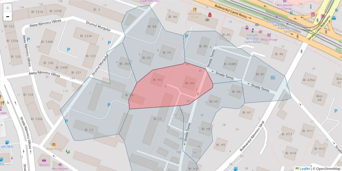 Hartă a codului poștal  și a codurilor poștale învecinate