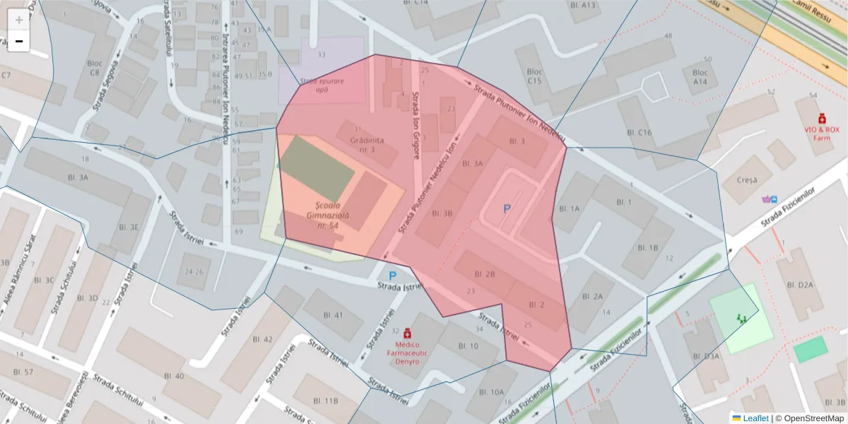 Hartă a codului poștal  și a codurilor poștale învecinate