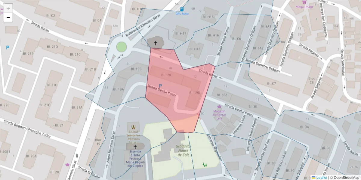 Hartă a codului poștal  și a codurilor poștale învecinate