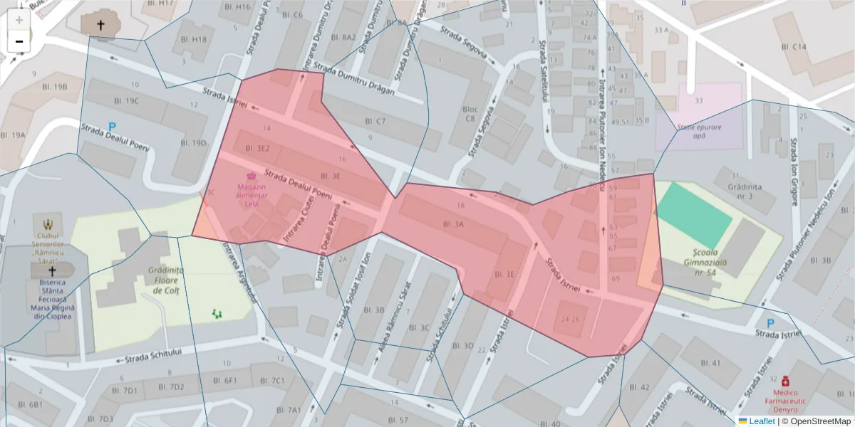 Hartă a codului poștal  și a codurilor poștale învecinate