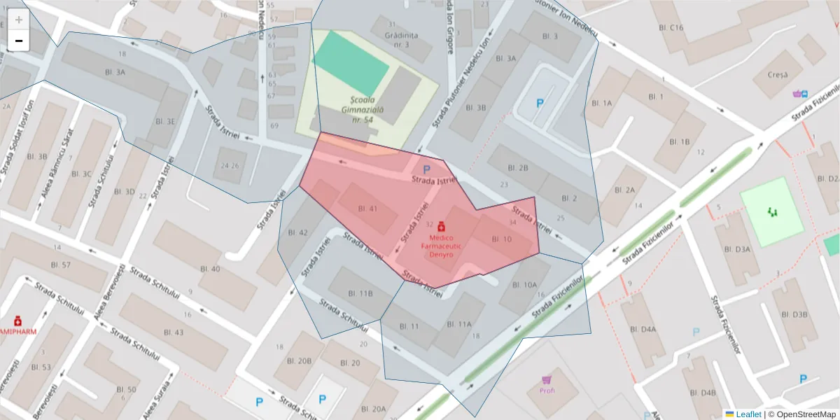 Hartă a codului poștal  și a codurilor poștale învecinate