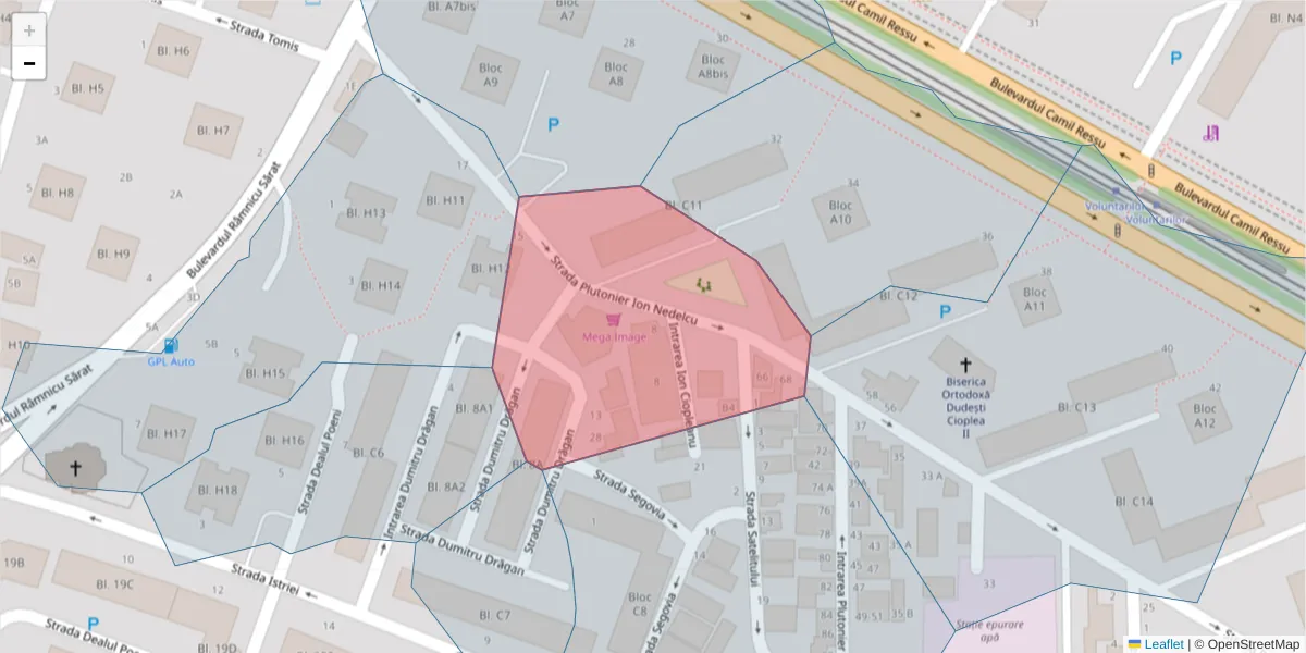 Hartă a codului poștal  și a codurilor poștale învecinate