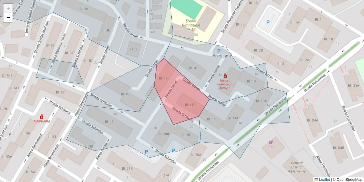 Hartă a codului poștal  și a codurilor poștale învecinate