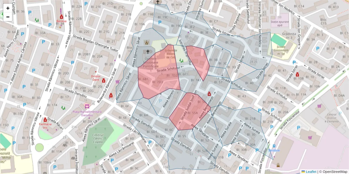 Hartă a codului poștal  și a codurilor poștale învecinate