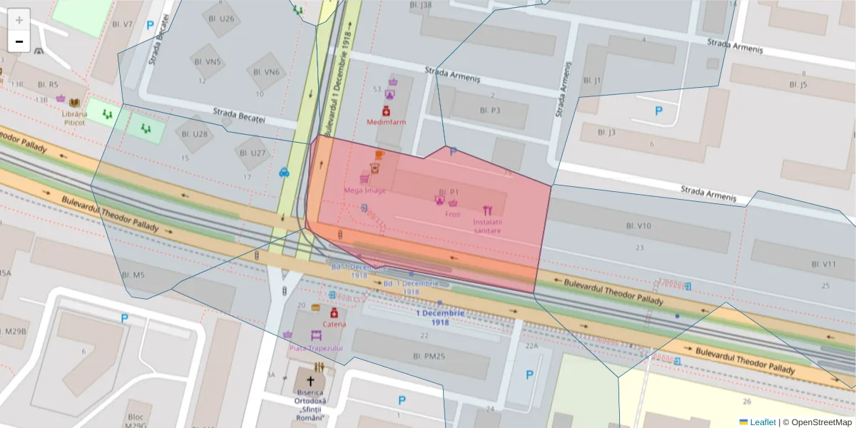 Hartă a codului poștal  și a codurilor poștale învecinate