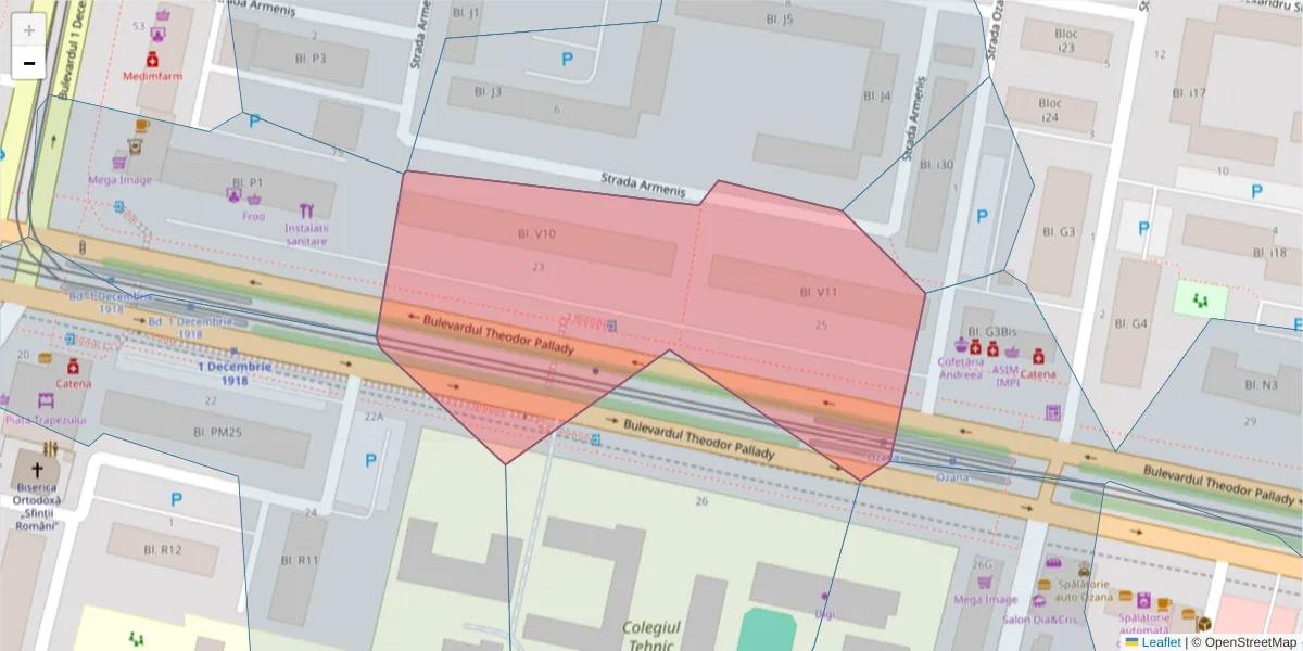 Hartă a codului poștal  și a codurilor poștale învecinate