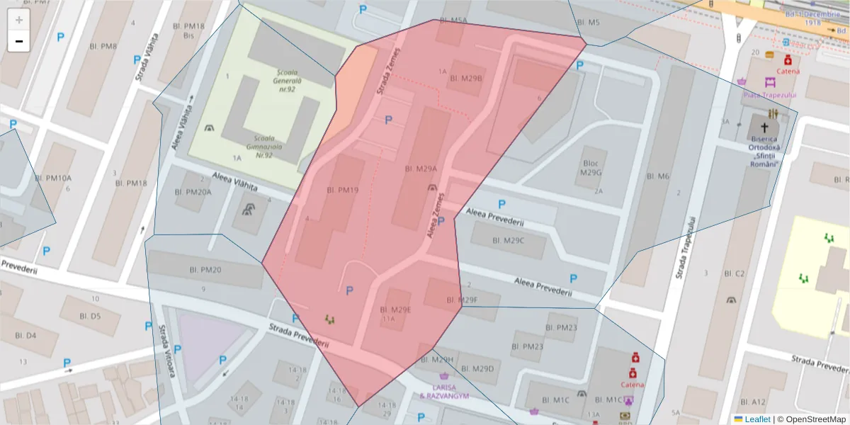 Hartă a codului poștal  și a codurilor poștale învecinate