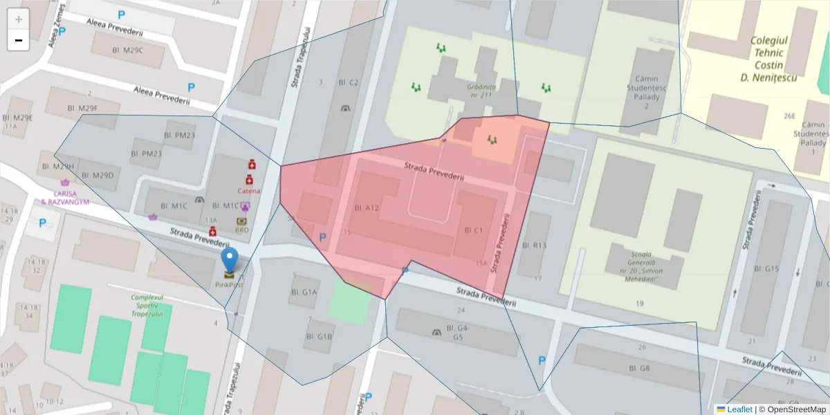 Hartă a codului poștal  și a codurilor poștale învecinate