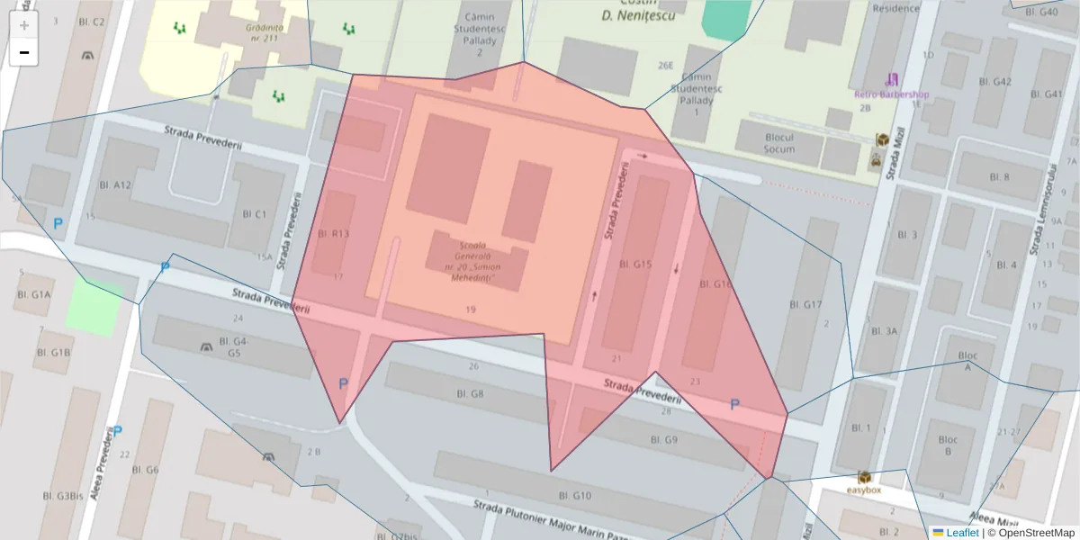 Hartă a codului poștal  și a codurilor poștale învecinate