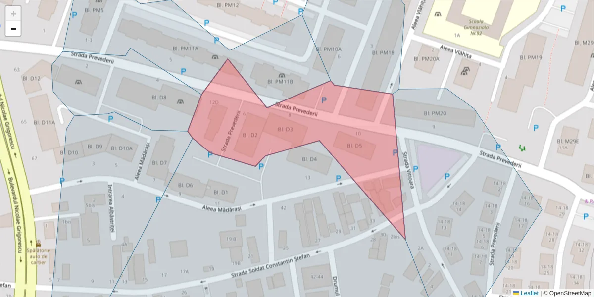 Hartă a codului poștal  și a codurilor poștale învecinate