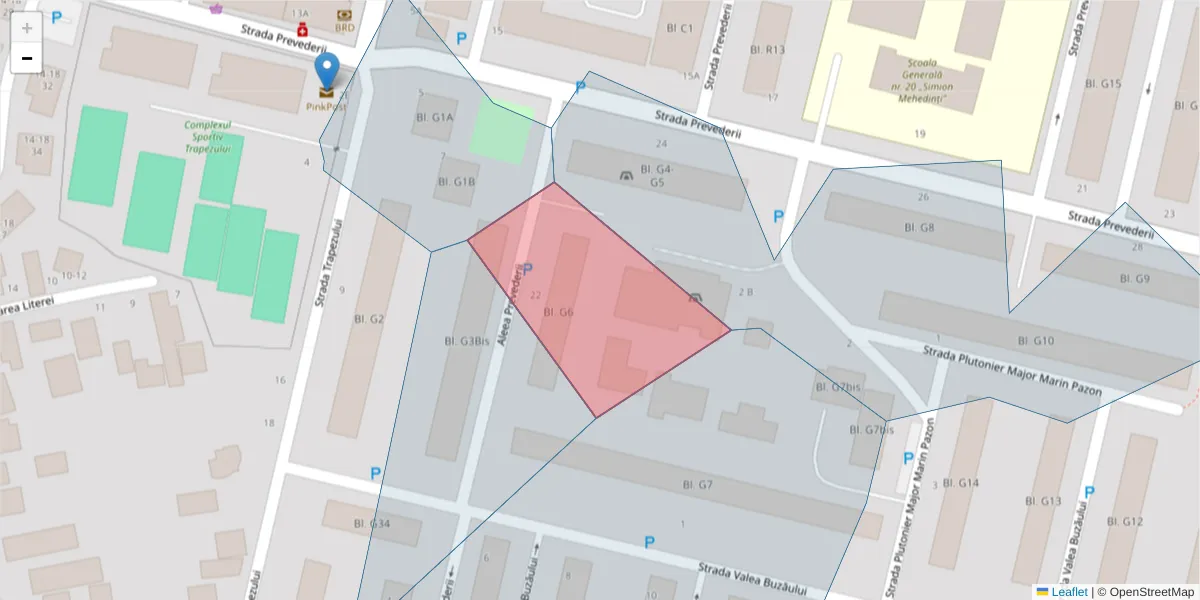 Hartă a codului poștal  și a codurilor poștale învecinate