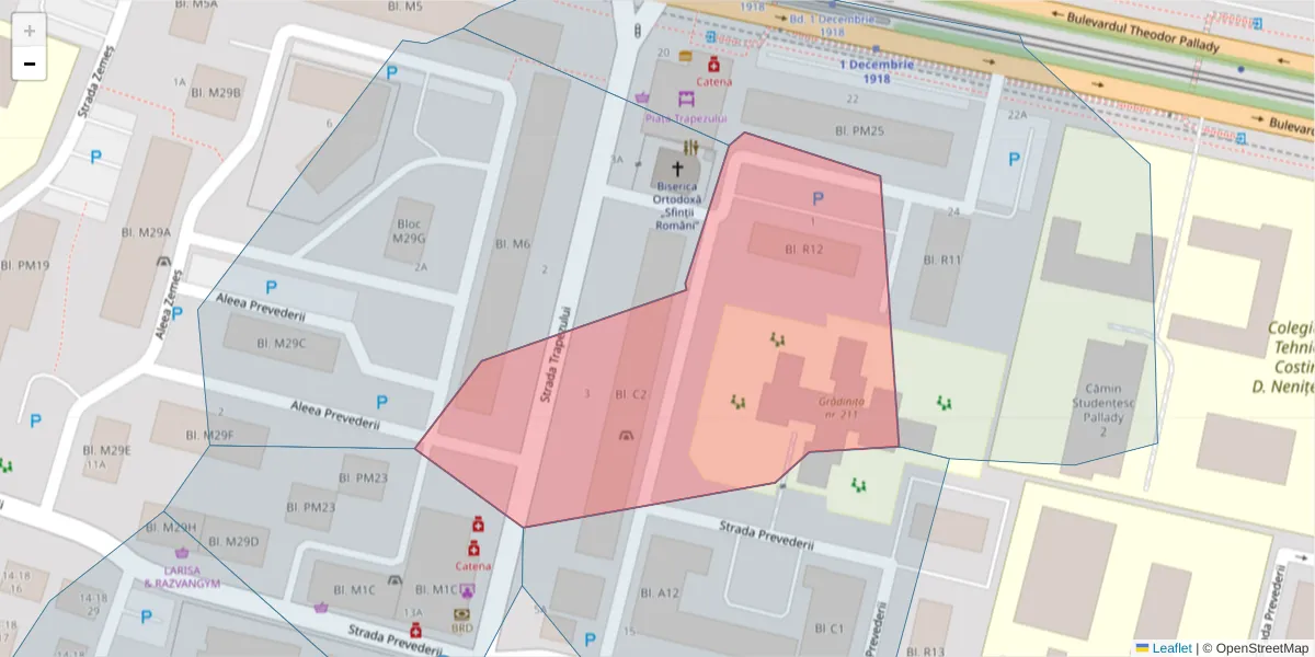 Hartă a codului poștal  și a codurilor poștale învecinate