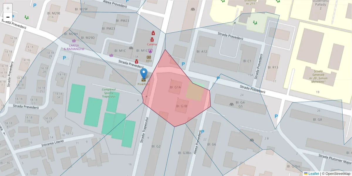 Hartă a codului poștal  și a codurilor poștale învecinate