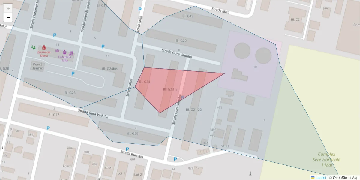 Hartă a codului poștal  și a codurilor poștale învecinate