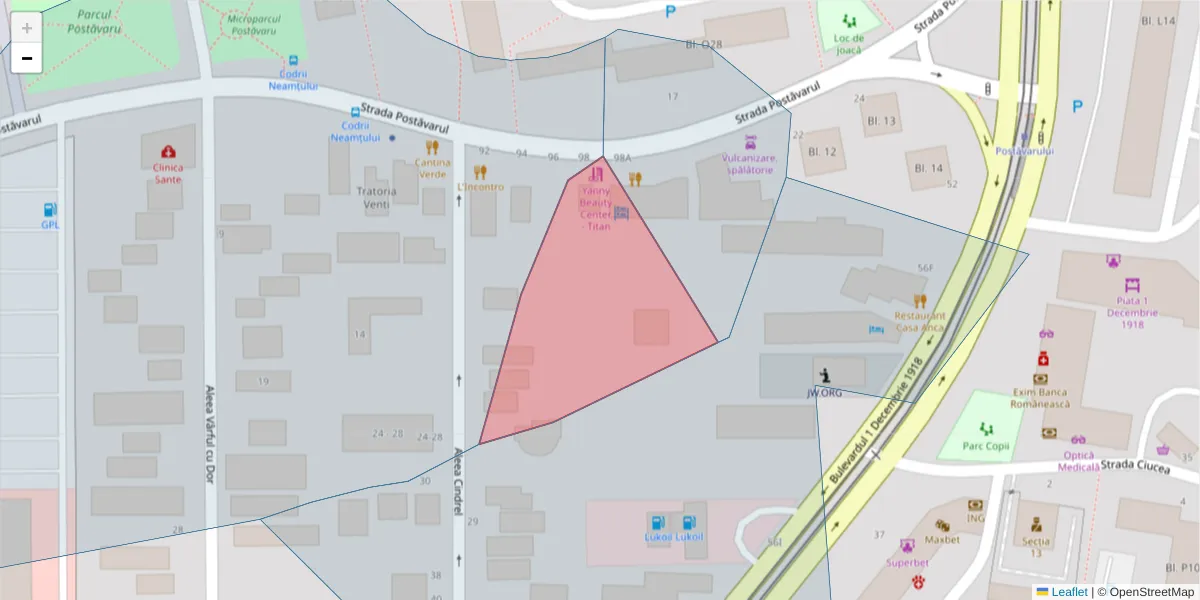 Hartă a codului poștal  și a codurilor poștale învecinate