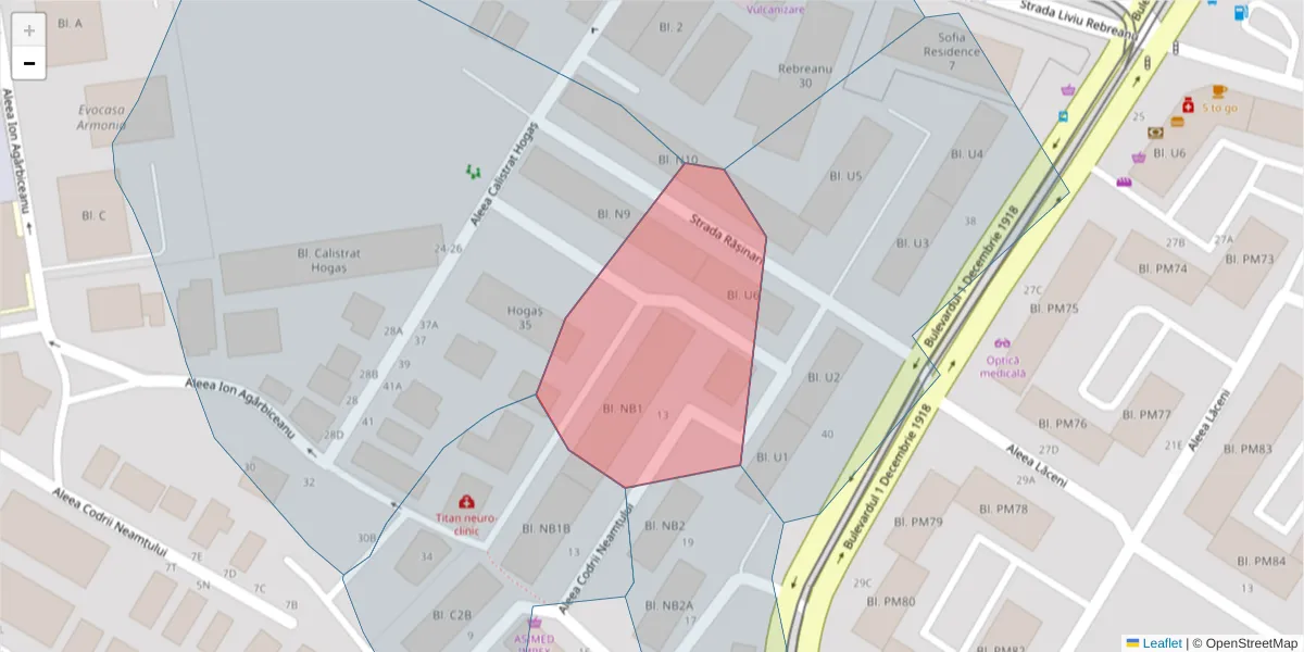 Hartă a codului poștal  și a codurilor poștale învecinate