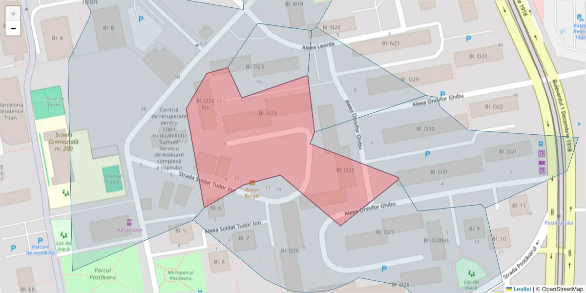 Hartă a codului poștal  și a codurilor poștale învecinate