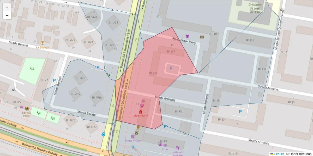 Hartă a codului poștal  și a codurilor poștale învecinate