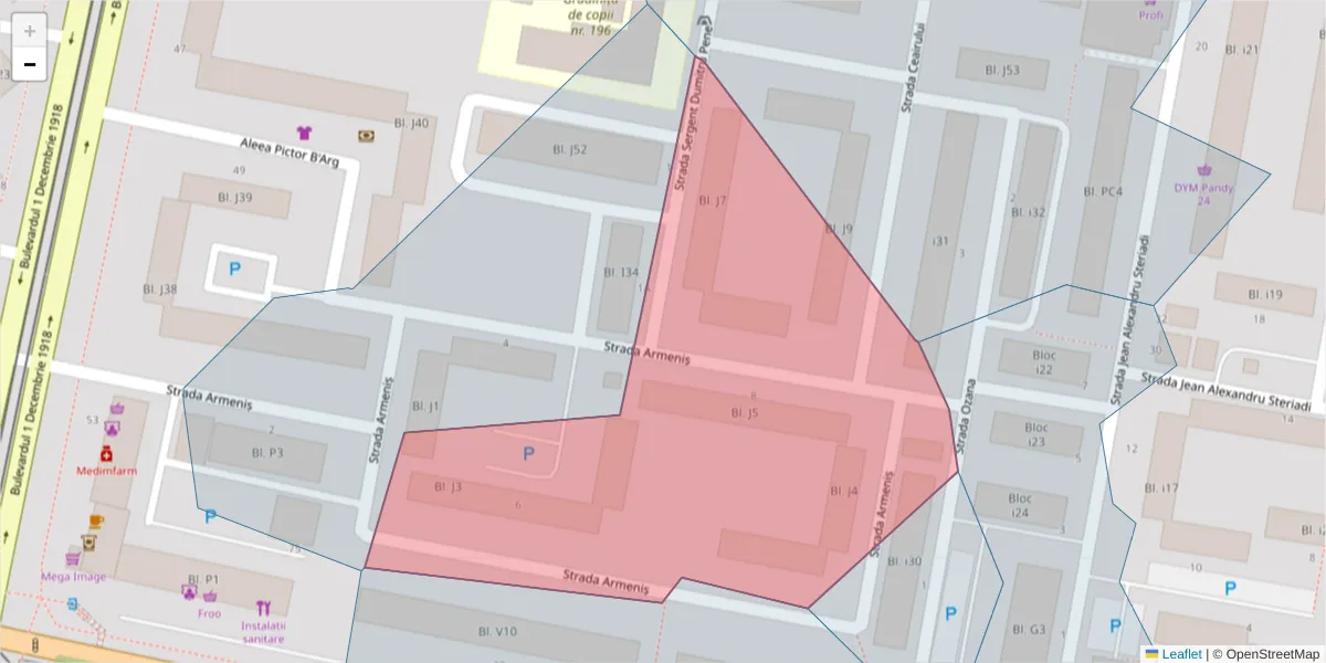 Hartă a codului poștal  și a codurilor poștale învecinate