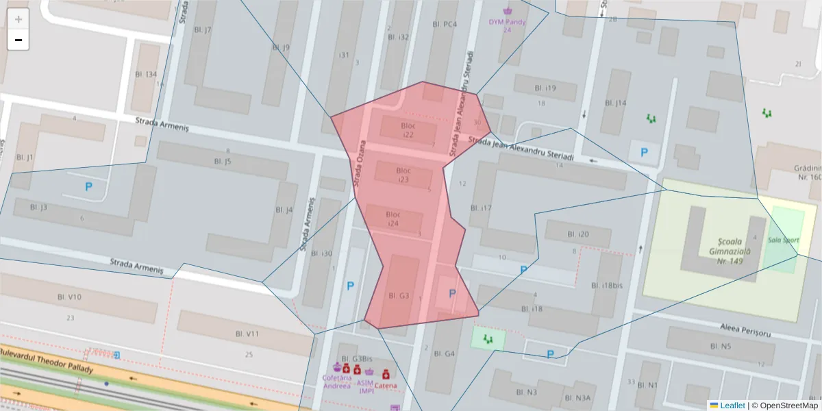 Hartă a codului poștal  și a codurilor poștale învecinate