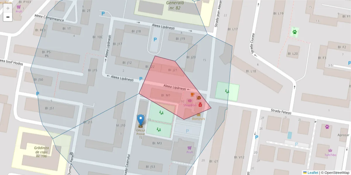 Hartă a codului poștal  și a codurilor poștale învecinate