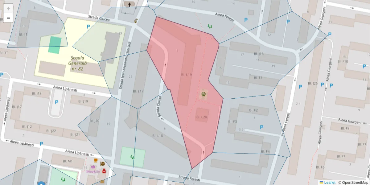 Hartă a codului poștal  și a codurilor poștale învecinate