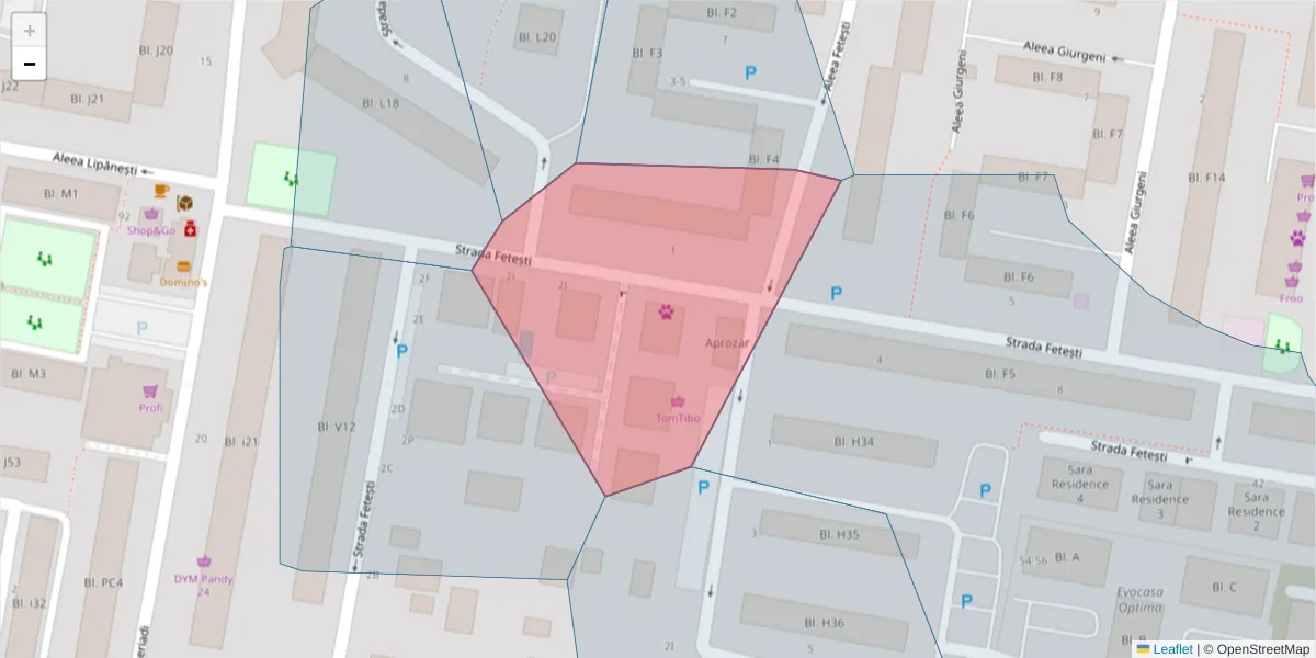 Hartă a codului poștal  și a codurilor poștale învecinate