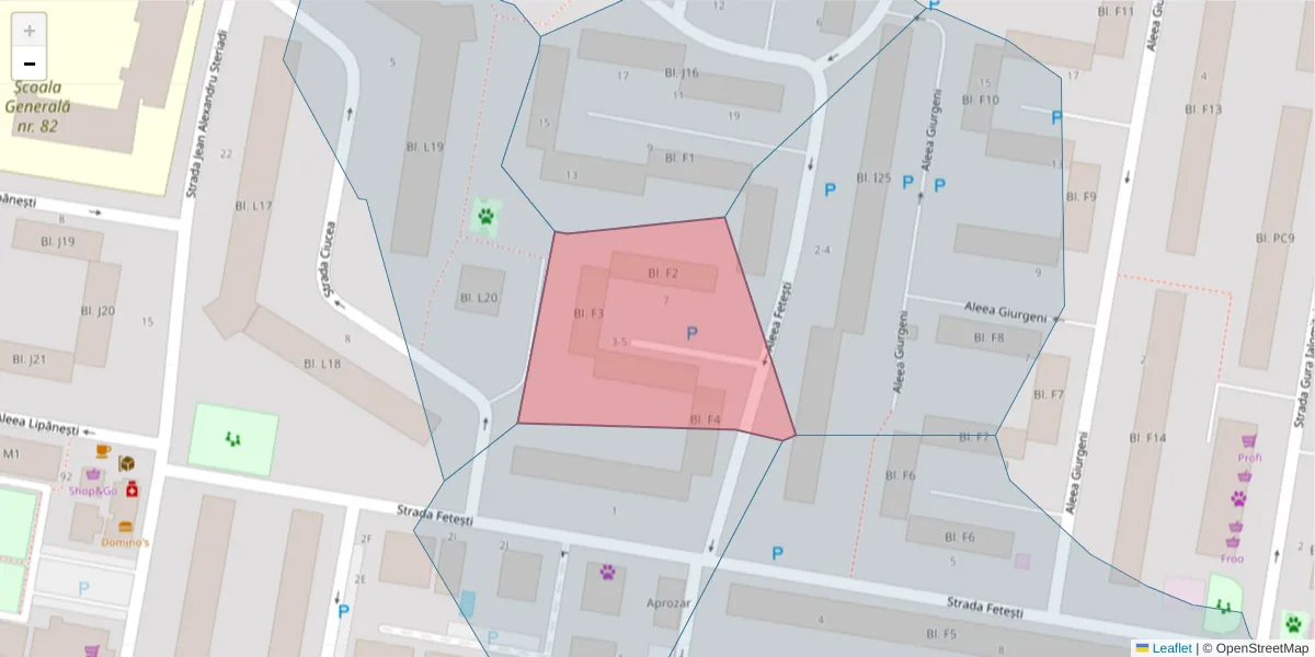 Hartă a codului poștal  și a codurilor poștale învecinate