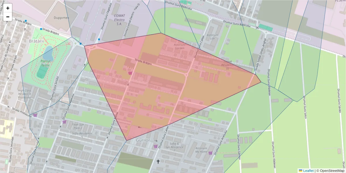 Hartă a codului poștal  și a codurilor poștale învecinate