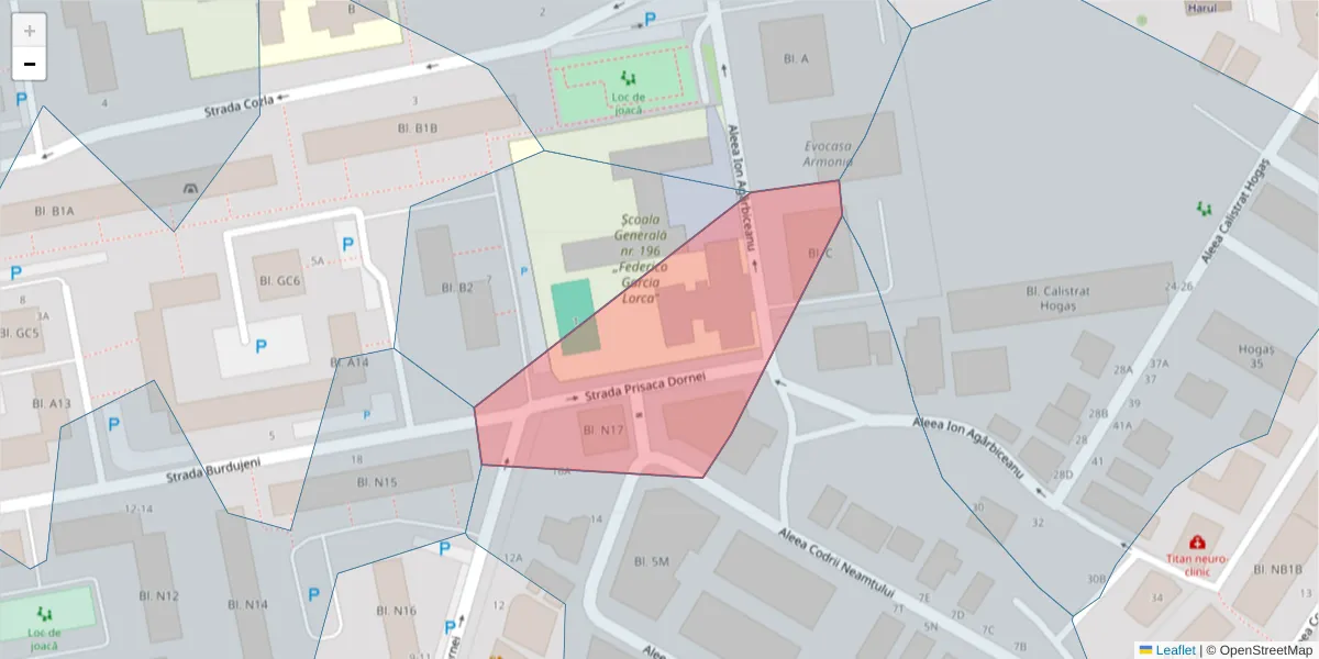Hartă a codului poștal  și a codurilor poștale învecinate