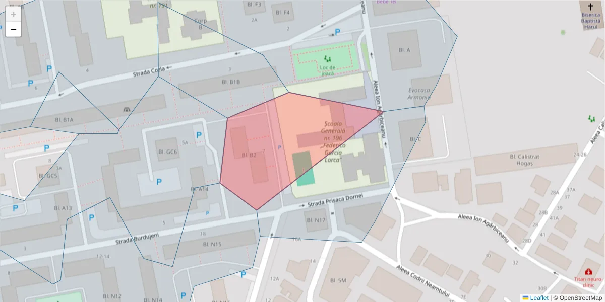 Hartă a codului poștal  și a codurilor poștale învecinate