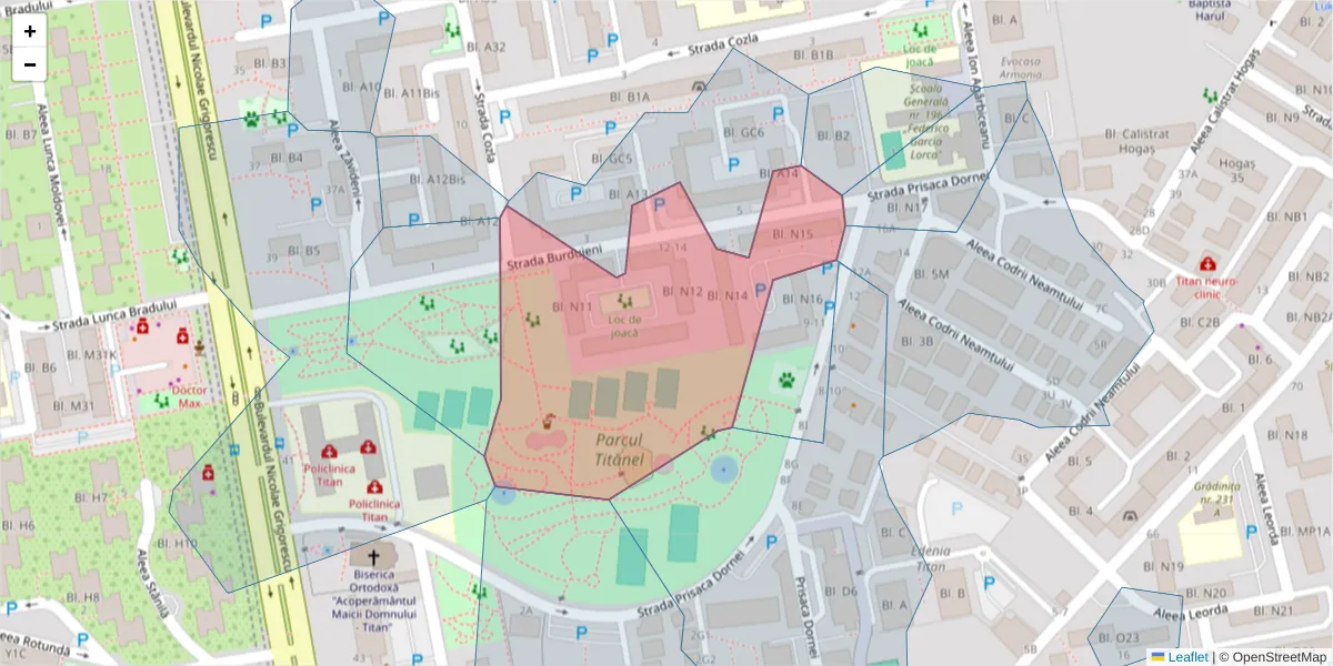 Hartă a codului poștal  și a codurilor poștale învecinate