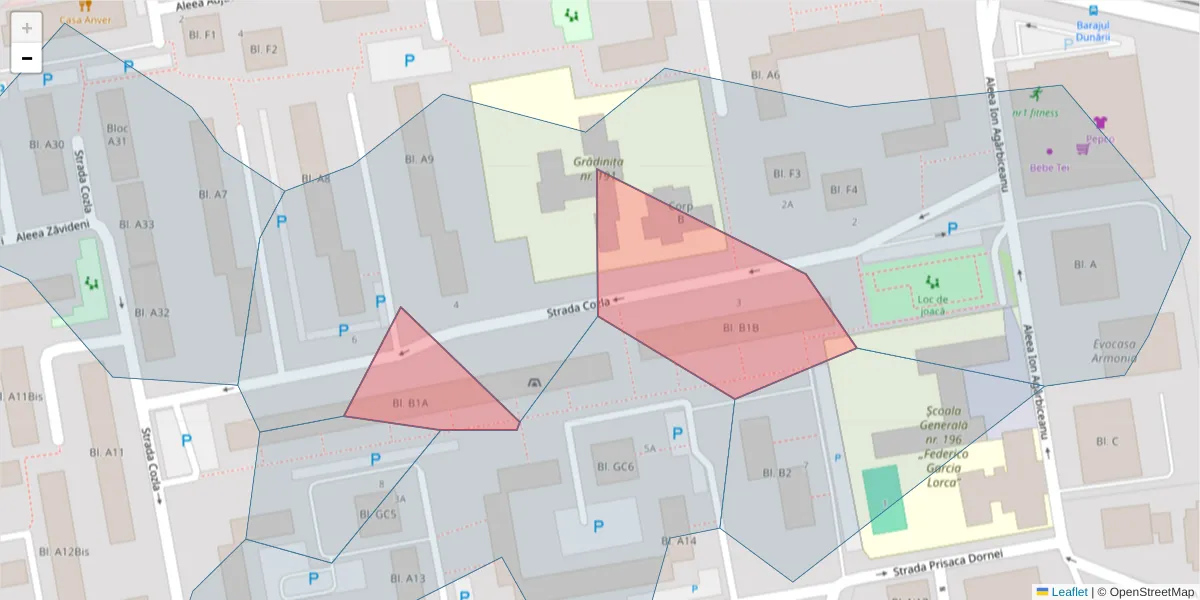 Hartă a codului poștal  și a codurilor poștale învecinate