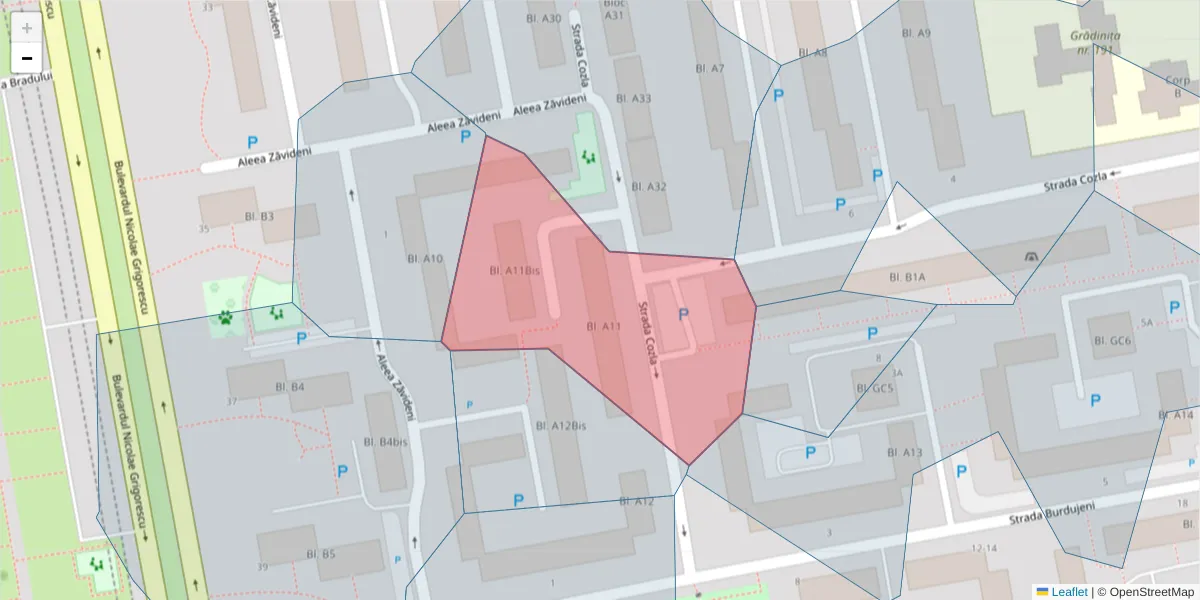 Hartă a codului poștal  și a codurilor poștale învecinate
