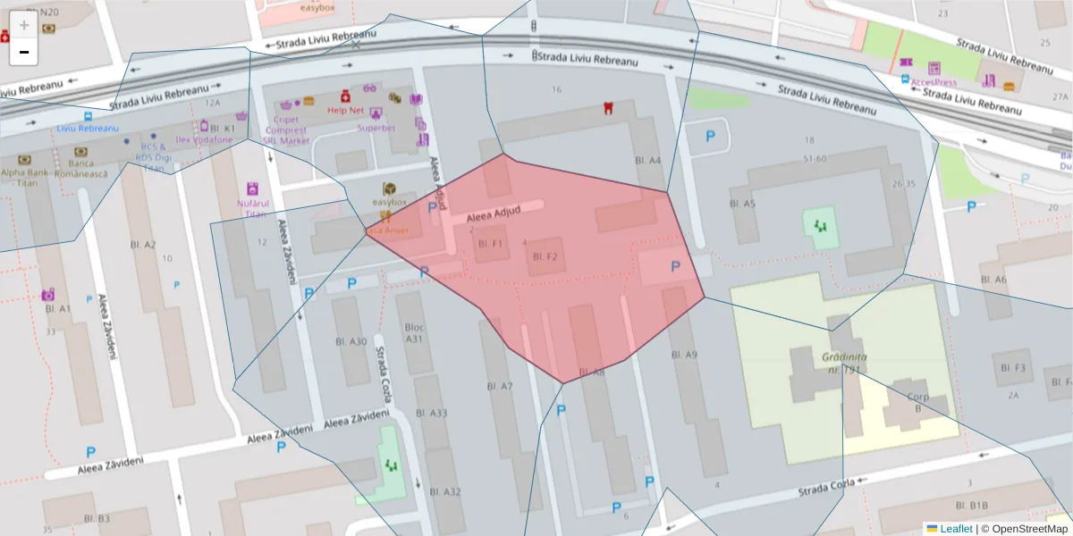 Hartă a codului poștal  și a codurilor poștale învecinate