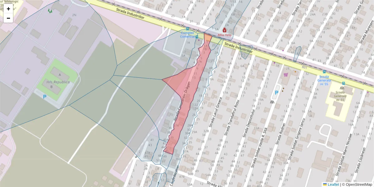 Hartă a codului poștal  și a codurilor poștale învecinate