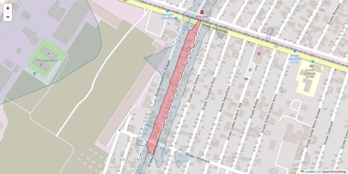 Hartă a codului poștal  și a codurilor poștale învecinate