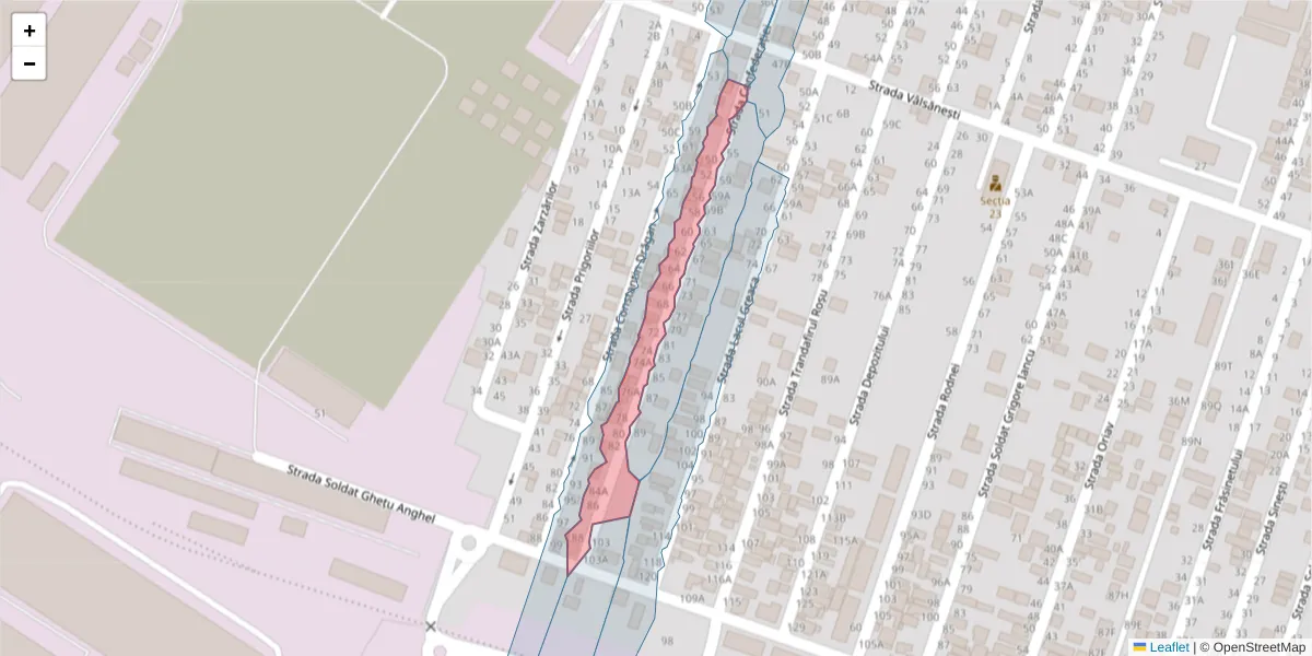 Hartă a codului poștal  și a codurilor poștale învecinate