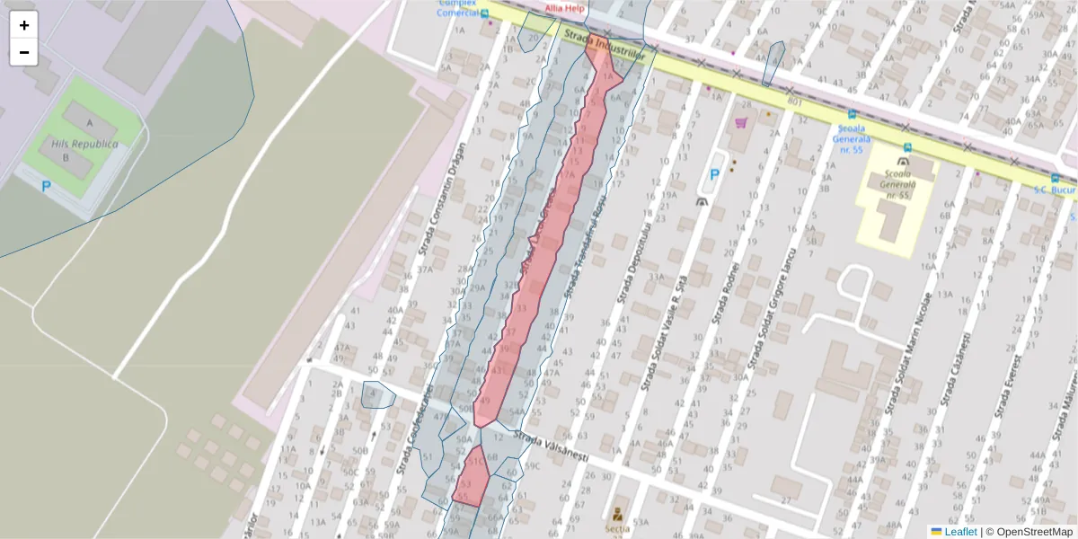 Hartă a codului poștal  și a codurilor poștale învecinate