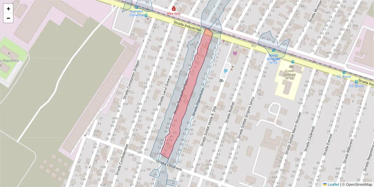 Hartă a codului poștal  și a codurilor poștale învecinate