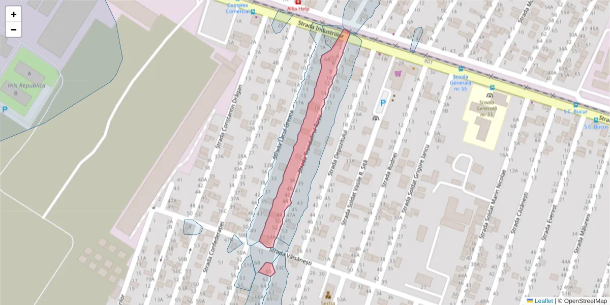 Hartă a codului poștal  și a codurilor poștale învecinate