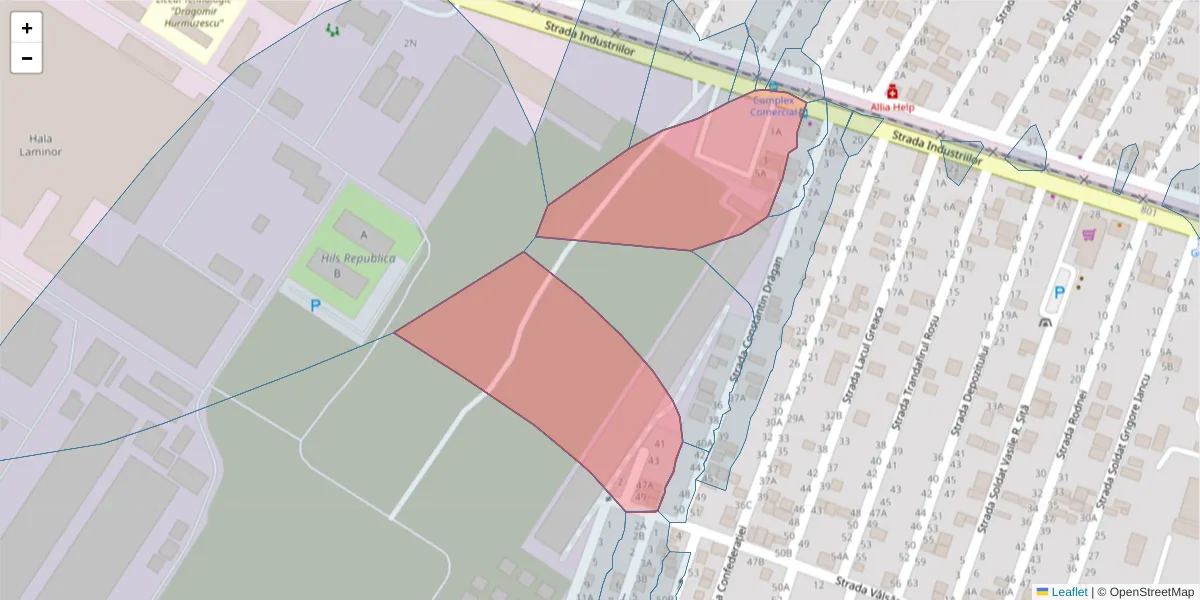 Hartă a codului poștal  și a codurilor poștale învecinate