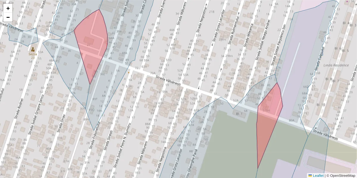 Hartă a codului poștal  și a codurilor poștale învecinate