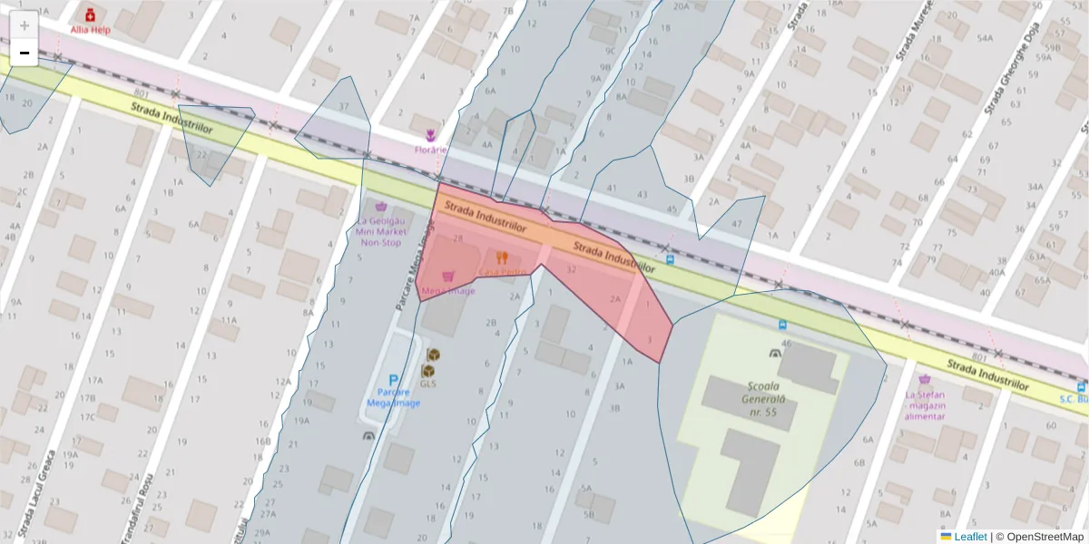 Hartă a codului poștal  și a codurilor poștale învecinate