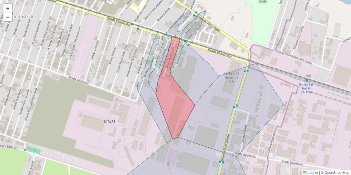 Hartă a codului poștal  și a codurilor poștale învecinate