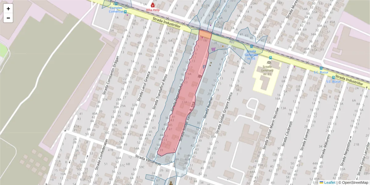 Hartă a codului poștal  și a codurilor poștale învecinate