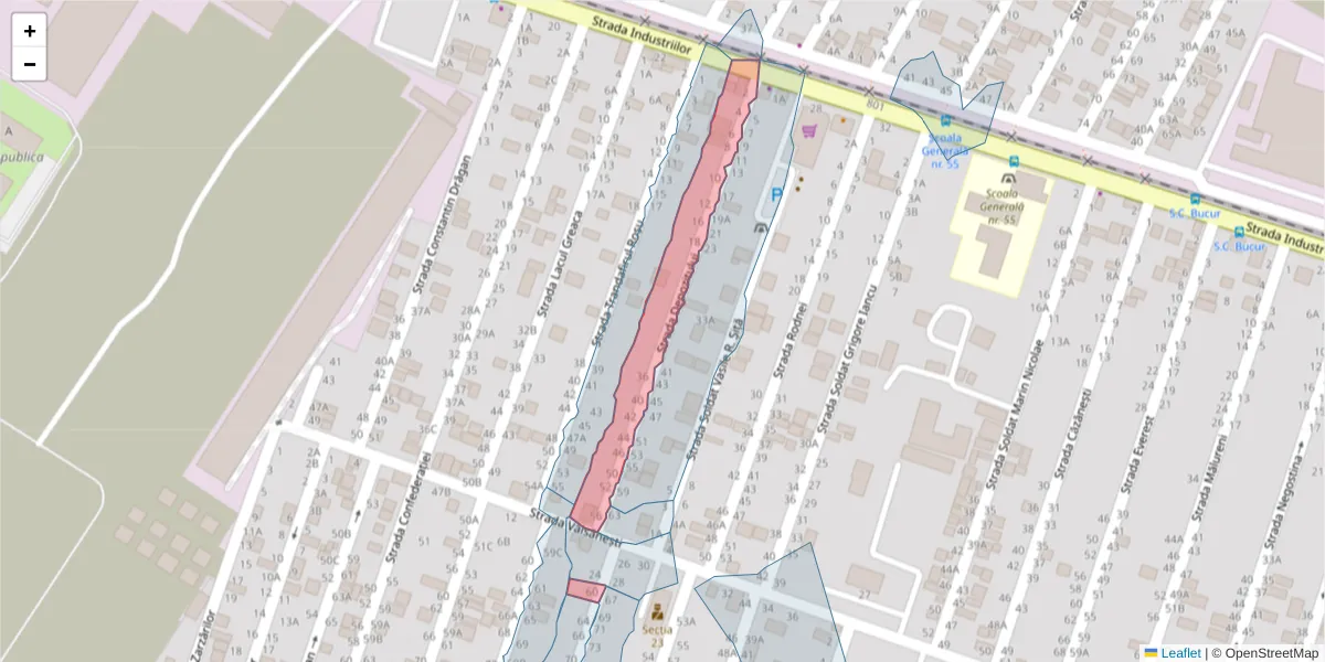 Hartă a codului poștal  și a codurilor poștale învecinate